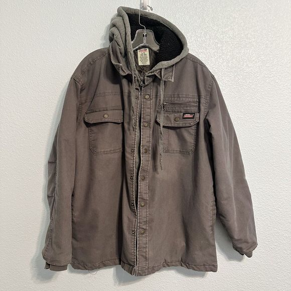 Dickies Other - Dickies Men's Fleece Hooded Duck Shirt Jacket Size Large Grey
